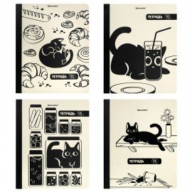 Тетрадь А5 96л. BRAUBERG на сшивке с корешком, клетка, обложка картон, Кот-Непоседа, 405292