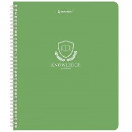 Тетрадь А5, 48 л., BRAUBERG, гребень, клетка, матовая ламинация, Knowledge, (микс в спайке), 405324