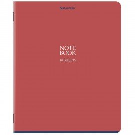 Тетрадь А5, 48 л., BRAUBERG, скоба, клетка, SoftTouch, NoteBookMono, (микс в спайке), 405325