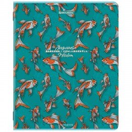 Тетрадь А5, 48 л., BRAUBERG, скоба, клетка, TWIN-лак, "Карпы Кои" (микс в спайке), 405332