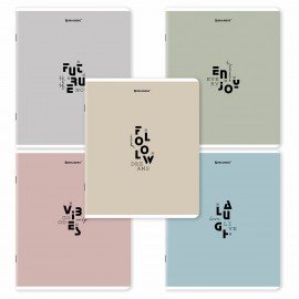 Тетрадь А5, 48 л., BRAUBERG, скоба, клетка, матовая ламинация, Однотонный_Пастель_2, (микс в спайке), 405336