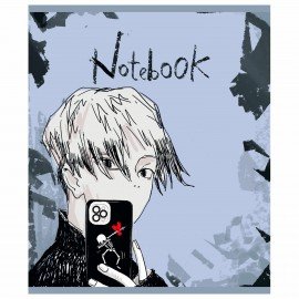 Тетрадь А5 48 л. ПЗБМ, скоба, клетка, Soft Touch, брайль, "Мобильная" (микс в спайке), 23379