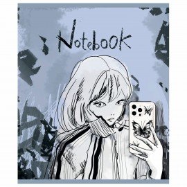 Тетрадь А5 48 л. ПЗБМ, скоба, клетка, Soft Touch, брайль, "Мобильная" (микс в спайке), 23379