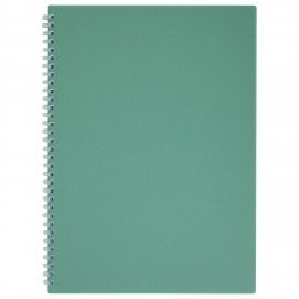 Тетрадь обложка пластик, А4 80л. гребень мягкий (силиконовый), клетка, BRAUBERG, зеленая, 405355