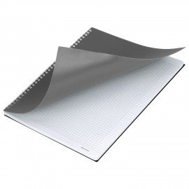 Тетрадь обложка пластик, А4 80л. гребень мягкий (силиконовый), клетка, BRAUBERG, серый, 405357