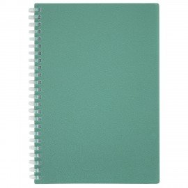 Тетрадь обложка пластик, А5 80л. гребень мягкий (силиконовый), клетка, BRAUBERG, зеленая, 405359