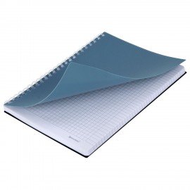 Тетрадь обложка пластик, А5 80л. гребень мягкий (силиконовый), клетка, BRAUBERG, синий, 405360