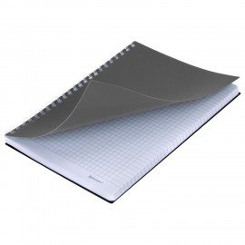 Тетрадь обложка пластик, А5 80л. гребень мягкий (силиконовый), клетка, BRAUBERG, серый, 405361