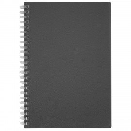 Тетрадь обложка пластик, А5 80л. гребень мягкий (силиконовый), клетка, BRAUBERG, серый, 405361