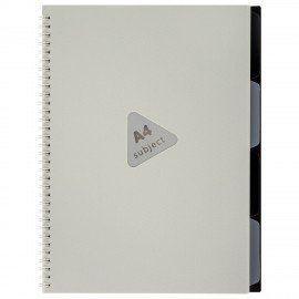 Тетрадь обложка пластик, А4 80л. гребень, 4 съемных разделителя, клетка, BRAUBERG, бежевый, 405362