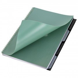 Тетрадь обложка пластик, А4 80л. гребень, 4 съемных разделителя, клетка, BRAUBERG, зеленый, 405363