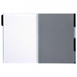 Тетрадь обложка пластик, А4 80л. гребень, 4 съемных разделителя, клетка, BRAUBERG, зеленый, 405363