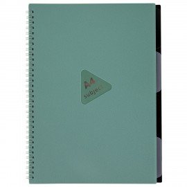 Тетрадь обложка пластик, А4 80л. гребень, 4 съемных разделителя, клетка, BRAUBERG, зеленый, 405363
