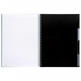 Тетрадь обложка пластик, А4 80л. гребень, 4 съемных разделителя, клетка, BRAUBERG, зеленый, 405363