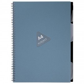 Тетрадь обложка пластик, А4 80л. гребень, 4 съемных разделителя, клетка, BRAUBERG, синий, 405364