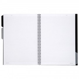 Тетрадь обложка пластик, А4 80л. гребень, 4 съемных разделителя, клетка, BRAUBERG, серый, 405365