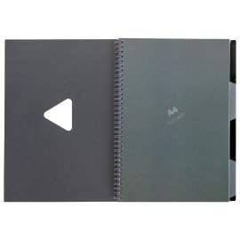 Тетрадь обложка пластик, А4 80л. гребень, 4 съемных разделителя, клетка, BRAUBERG, серый, 405365