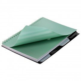 Тетрадь обложка пластик, А5 80л. гребень, 4 съемных разделителя, клетка, BRAUBERG, зеленый, 405367
