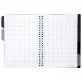 Тетрадь обложка пластик, А5 80л. гребень, 4 съемных разделителя, клетка, BRAUBERG, зеленый, 405367