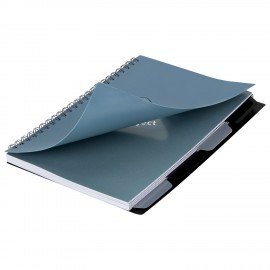 Тетрадь обложка пластик, А5 80л. гребень, 4 съемных разделителя, клетка, BRAUBERG, синий, 405368