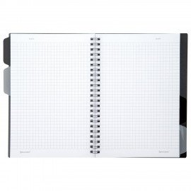 Тетрадь обложка пластик, А5 80л. гребень, 4 съемных разделителя, клетка, BRAUBERG, серый, 405369