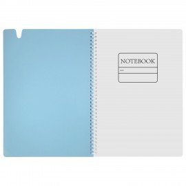 Тетрадь обложка пластик, А4 80л. гребень мягкий, вырубка для ручки, клетка, BRAUBERG, синий, 405370