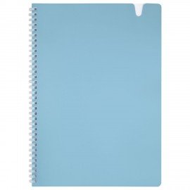 Тетрадь обложка пластик, А4 80л. гребень мягкий, вырубка для ручки, клетка, BRAUBERG, синий, 405370