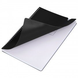 Тетрадь обложка пластик, А4 80л. гребень мягкий, вырубка для ручки, клетка, BRAUBERG, черный, 405371