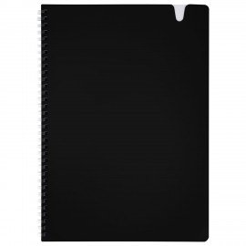 Тетрадь обложка пластик, А4 80л. гребень мягкий, вырубка для ручки, клетка, BRAUBERG, черный, 405371