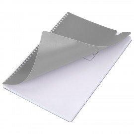 Тетрадь обложка пластик, А4 80л. гребень мягкий, вырубка для ручки, клетка, BRAUBERG, серый, 405372