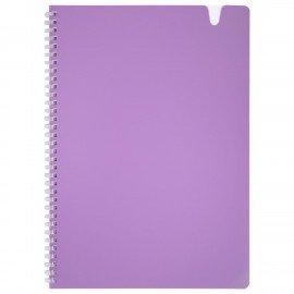 Тетрадь обложка пластик, А4 80л. гребень мягкий, вырубка для ручки, клетка, BRAUBERG, сиреневый, 405374