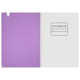 Тетрадь обложка пластик, А4 80л. гребень мягкий, вырубка для ручки, клетка, BRAUBERG, сиреневый, 405374