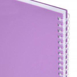 Тетрадь обложка пластик, А4 80л. гребень мягкий, вырубка для ручки, клетка, BRAUBERG, сиреневый, 405374