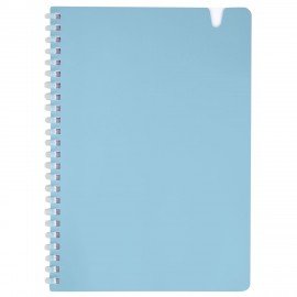 Тетрадь обложка пластик, А5 80л. гребень мягкий, вырубка для ручки, клетка, BRAUBERG, синий, 405375