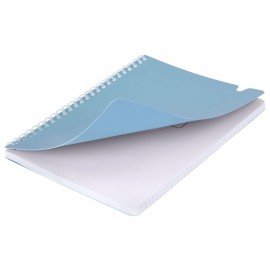 Тетрадь обложка пластик, А5 80л. гребень мягкий, вырубка для ручки, клетка, BRAUBERG, синий, 405375