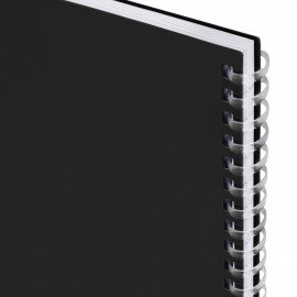 Тетрадь обложка пластик, А5 80л. гребень мягкий, вырубка для ручки, клетка, BRAUBERG, черный, 405376