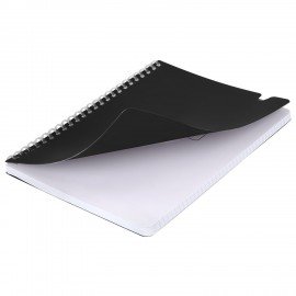 Тетрадь обложка пластик, А5 80л. гребень мягкий, вырубка для ручки, клетка, BRAUBERG, черный, 405376