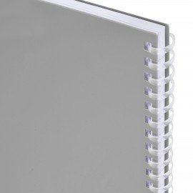 Тетрадь обложка пластик, А5 80л. гребень мягкий, вырубка для ручки, клетка, BRAUBERG, серый, 405377