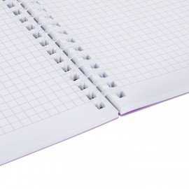 Тетрадь обложка пластик, А5 80л. гребень мягкий, вырубка для ручки, клетка, BRAUBERG, сиреневый, 405379