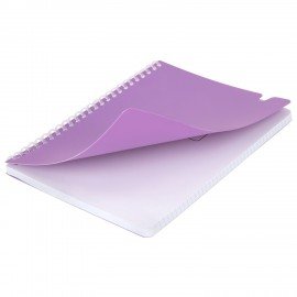 Тетрадь обложка пластик, А5 80л. гребень мягкий, вырубка для ручки, клетка, BRAUBERG, сиреневый, 405379