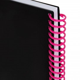 Тетрадь обложка пластик, А4 80л. спираль пластик, резинка, клетка, BRAUBERG, черный/розовый, 405380