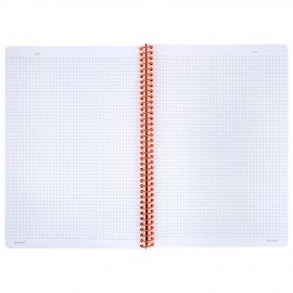 Тетрадь обложка пластик, А4 80л. спираль пластик, резинка, клетка, BRAUBERG, черный/оранжевый, 405382