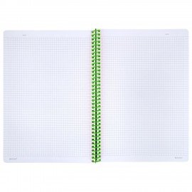Тетрадь обложка пластик, А4 80л. спираль пластик, резинка, клетка, BRAUBERG, черный/зеленый, 405383