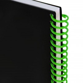 Тетрадь обложка пластик, А4 80л. спираль пластик, резинка, клетка, BRAUBERG, черный/зеленый, 405383