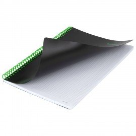 Тетрадь обложка пластик, А4 80л. спираль пластик, резинка, клетка, BRAUBERG, черный/зеленый, 405383