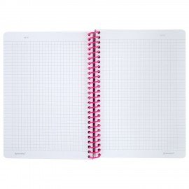 Тетрадь обложка пластик, А5 80л. спираль пластик, резинка, клетка, BRAUBERG, черный/розовый, 405384