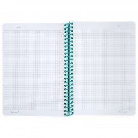 Тетрадь обложка пластик, А5 80л. спираль пластик, резинка, клетка, BRAUBERG, черный/синий, 405385