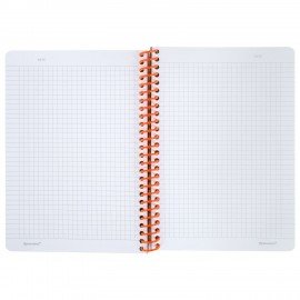 Тетрадь обложка пластик, А5 80л. спираль пластик, резинка, клетка, BRAUBERG, черный/оранжевый, 405386