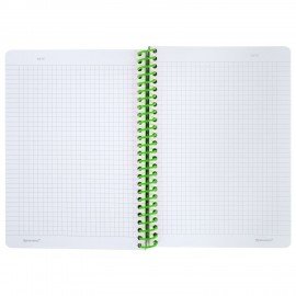 Тетрадь обложка пластик, А5 80л. спираль пластик, резинка, клетка, BRAUBERG, черный/зеленый, 405387