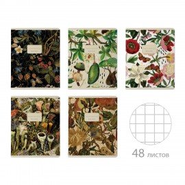 Тетрадь А5 48л. BRUNO VISCONTI скоба, клетка, Soft Touch, фольга, FLORA (5 видов), 7-, 7-48-1343